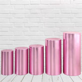 Lofaris Metallic Pink Stretchy Spandex Fitted Cylinder Cover